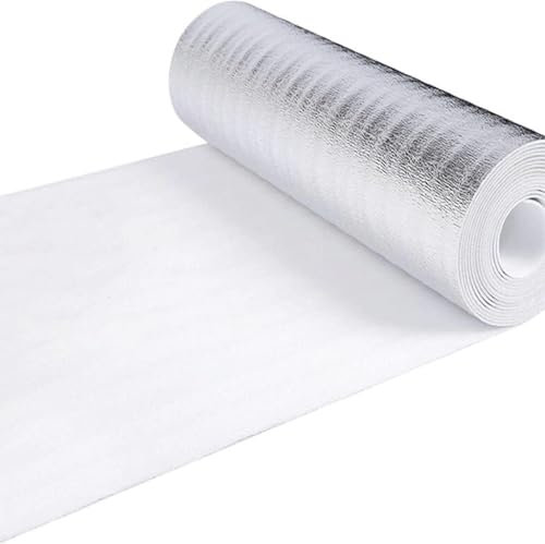 Feuille de Mousse Isolante réfléchissante, pour l'hiver, Rouleau de Papier d'aluminium Double Face, Garde la Chaleur, Bouclier Thermique, barrière radiante (1 m x 3 m)