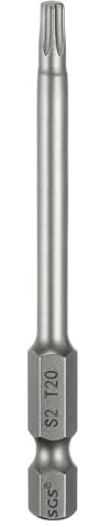 QUARKZMAN T20 Punte Cacciaviti Torx 3 (75mm) L Set Precisione | Gambo Esagonale 1/4, Magnetiche, Senza Foro, Antimanomissione, a Stella a 6 Punte, in Acciaio S2, per Uso Industriale
