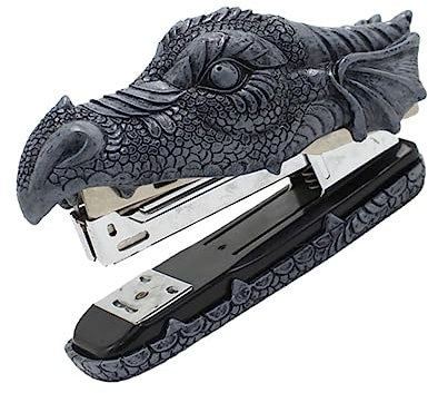 DOITOOL Dragon Head Resin Stapler Handheld Book Paper Stapling Tool Decorative Office Supply for Desk Use