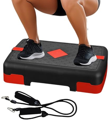 Step aeróbic Step - Entrenamiento aeróbico stepper | Elevador ajustable | Entrenamiento sin deslizamiento Paso con correa | Tabla de entrenamiento de gimnasio | Stepper Fitness para ejercicios