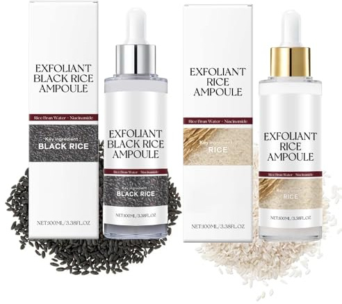Peel Shot Glow Reis Ampulle Duo, Peel Shot Black Rice Duo, Schwarzer und Weißer Reis als Peeling, Reis-Peeling für das Gesicht, Feuchtigkeitsspendende Mitesserentferner für alle Haut (2PCS, 100ml)