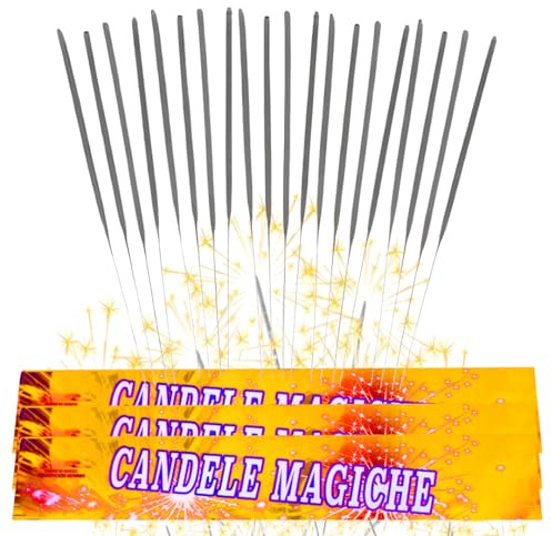 100 Candeline Magiche 35 cm Scintille Luminose - Kit 10 Confezioni da 10 di Bastoncini Scintillanti - Perfette per Matrimonio, Compleanno, Capodanno, Feste All'aperto e Party - Cat. 1