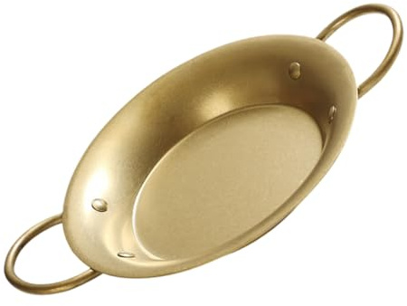 Cabilock Poêle à Paella Espagnole Acier Inoxydable Poêle Polyvalente pour Cuisson Friture et Cuisson Vapeur Design Vintage Doré pour Maison et Restaurant