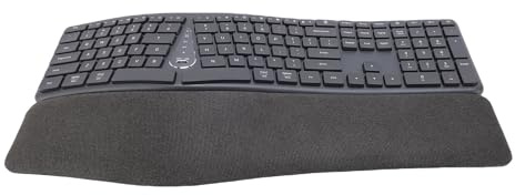 Fockety Tastiera ergonomica wireless con supporto per il polso imbottito, tastiera divisa ricaricabile, Bluetooth USB 2.4G, ricaricabile, 111 tasti, compatibile con Wins 98 10