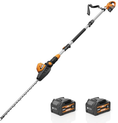 Alloyman Tagliasiepi a batteria telescopica, 20 V, 7,4 Watt, per cespuglio e taglio siepi