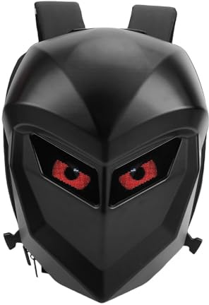 Luocute LED -motorcykelryggsäck, 17in DIY Programmerbar Färgskärm 20L Hardshell Hjälmväska med 3D -vattentät Material för Ridning (BLACK)