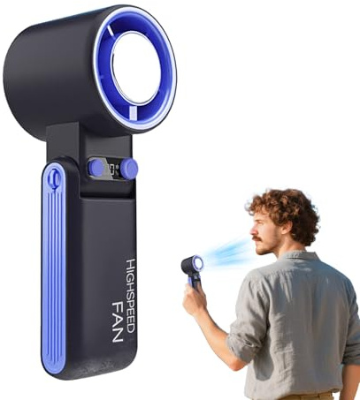 Ventilador de Mano 4000 mAh - Ventilador Eléctrico de Mano 5 Velocidades | Dispositivo con Diseño Plegable para Interior, Hogar, Gimnasio, Viaje, Exterior, Playa, Caminata, Sitio de Construcción, Camp