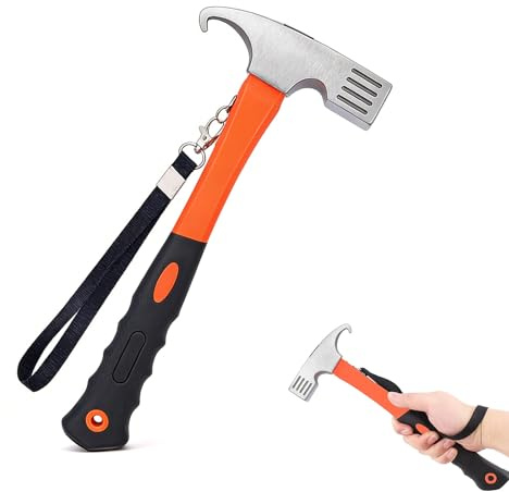 Camping Hammer Heavy Duty with Tent Stake Remover, Rustproof Camping Mallet