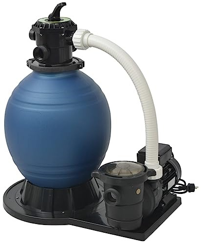 Pompe à filtre à sable 1000 W avec puissance de 16 800 l/h, pompe de piscine XL pour piscine hors-sol et piscine, boîtier en plastique résistant aux intempéries, compatible avec tuyaux de 32 à 38 mm