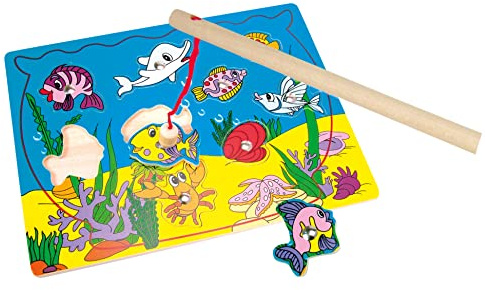 Bino Puzzle-Aquarium, Spielzeug für Kinder ab 3 Jahre, Kinderspielzeug (magnetisches Motorikspiel mit 11 Teilen, inklusive Angel, Förderung kindlicher Fähigkeiten, Kennenlernen der Meerestiere)