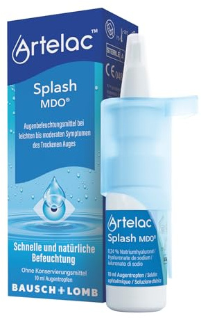 Artelac Splash MDO Augentropfen gegen trockene Augen 10 ml | Schnelle Linderung bei müden & gestressten Augen - intensive Befeuchtung mit 0,24% Hyaluronsäure - bei Kontaktlinsen geeignet
