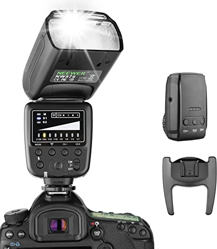 Neewer Flash Speedlite mit 2,4 G Wireless System & 15 Kanäle, Transmitter kompatibel mit DSLR Canon,Nikon,Sony,Panasonic, Olympus,Fujifilm, Pentax und andere DSLR-Kameras mit Standard Hotshoe (NW570)