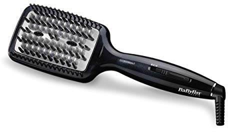 BaByliss Liss Brush HSB101E Cepillo alisador de pelo iónico, de cerámica con 3 tipos de púas, 3 temperaturas 160°C, 180°C, 200°C, alisa todo tipo de cabello, superficie más grande, alisado más rápido