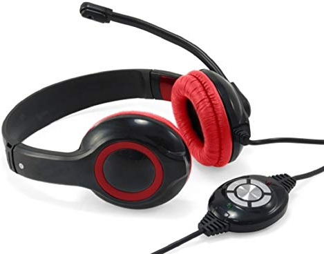 Conceptronic Auriculares USB con Control de Volumen Rojos