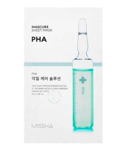 MISSHA Mascure Peeling Solution Sheet Mask PHA, maschera viso in tessuto per peeling, 1 pezzo (etichetta in lingua italiana non garantita)