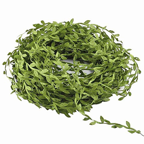 MMkiss 65 fot konstgjorda vinstockar, konstgjorda eukalyptus blad girlang falska hängande växter löv gör-det-själv krans lövverk gröna blad band dekorativ krans tillbehör bröllop vägg hantverk fest inredning