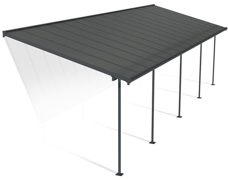 CANOPIA by Palram Terrassenüberdachung Alu Capri 3X9.71 Polycarbonat Hohlkammerplatten Pergola 971 x 295 cm Grau zur Überdachung ihrer Terrasse