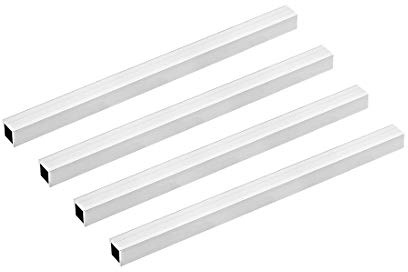 sourcing map 4 Stück Alu Vierkantrohr 12x12mm Alu Rechteckrohr Aluminium Profil Rohre 1mm Wandstärke Alurohr Quadratrohr Aluminium Gerade Rohr 200mm Länge 6063 Aluminiumrohre Aluprofil Rohr