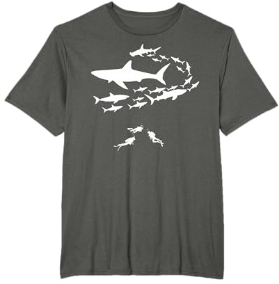 Hai Tauchen Mit Haien Taucher Scuba Diver Ozean Riff Urlaub T-Shirt