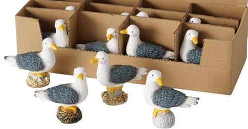 4er SET Möwe Moin Moin Deko Vögel Seemöwen b390 Geschenke Möwen maritime Dekoration Aufsteller Dekoobjekt maritim weiss braun grau Mitbringsel Tischdeko