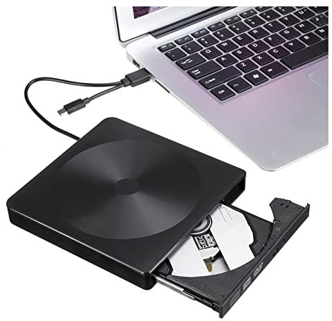 ZXNQ Lecteur de graveur de DVD RW Externe Haute Vitesse - Lecteur de CD/DVD - Double Interface USB 3.0 Type-C - pour Ordinateur de Bureau/Ordinateur Portable