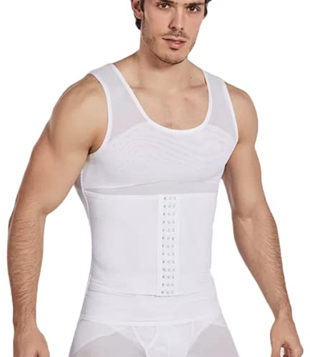 Miederbody Shapewear figurformare för män magkontroll undertröja topp midjeformare(Color:白色,Size:XL)