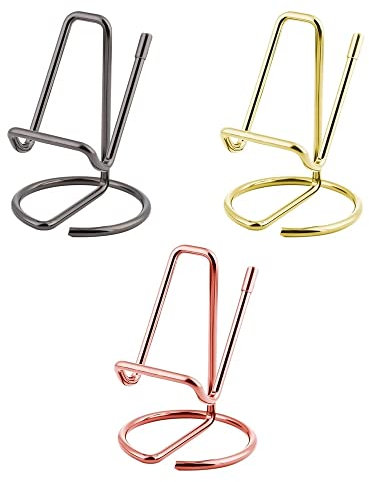 Yulakes 2 Stück Eleganter Metall Visitenkartenhalter Visitenkarte Halter Aufsteller Visitenkartenständer Visitenkarte Anzeige Halter Stand für Schreibtisch, Handy Stand,Büro Desktop (Gold)
