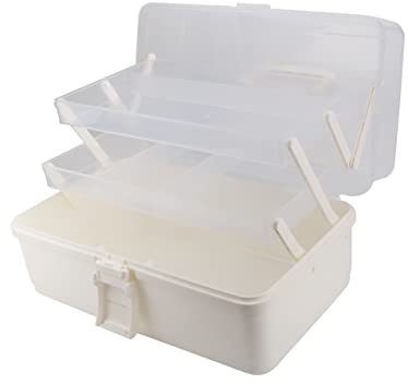 Avlcoaky Tackle Box Large 3 Layers Plastic Portable Storage Box Fishing White Tackle Box Organizer Art Craft Tool Box