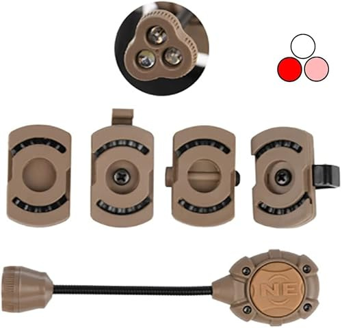 QIRUIMY Tactical MPLS3 Helmet Light,White/IR/Green Light LED Headlamp Safety Signal Indicators Survival Helmet Flashlight (Brown)