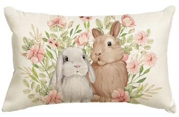 Artoid Mode Süß Hasen Blumen Ostern Kissenbezug, 30x50 cm Frühling Saisonnal Zierkissenbezug Cushion Cover Couch Wohnzimmer Deko