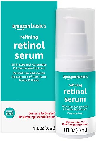 Amazon Basics Retinol Serum for Face, Pore Minimizer, Fast Absorbing Formula, 1 Fluid Ounce, 1-Pack