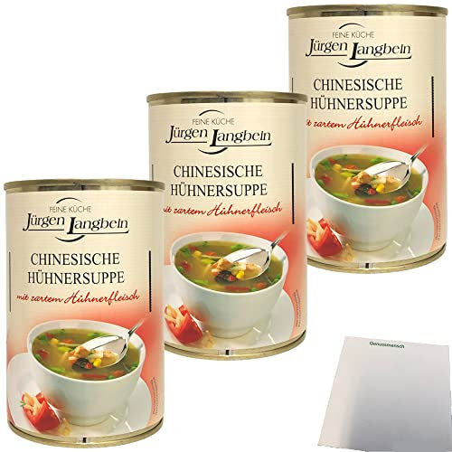 Jürgen Langbein Chinesische Hühnersuppe 3er Pack (3x400ml Dose) + usy Block