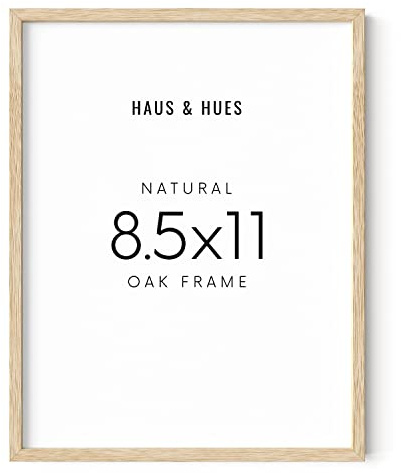 HAUS AND HUES Beige Oak Wood 8.5x11 Picture Frame - Modern Wood Wall Art Display - Lightweight 8.5x11 Frame for Certificates, Photos, Posters - Ready-to-Hang Vertically & Horizontally (Set of 1)