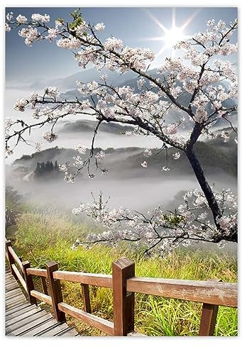 WTD H839M_NS1A2 Sticker mural décoratif Motif fleurs de cerisier du Japon 42 x 59,40 cm