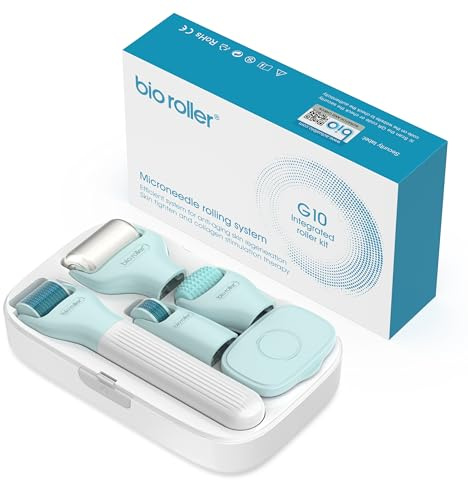 Derma Roller - 9 in 1 Derma Skincare Kit - Derma Pen Microneedle Stamp for Hair, Beard growth, Shrink Pores, Brighten Skin Tone