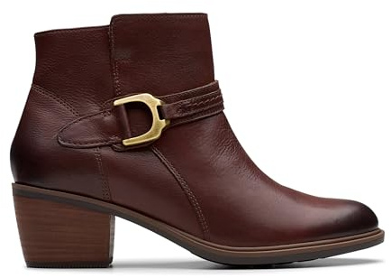 Clarks Premium Botas de combate con hebilla Neva para mujer, bronceado británico, 3.5 UK, marrón, 36.5 EU
