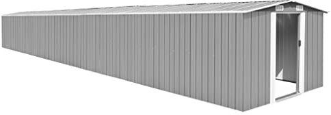 Garden Shed Grey 257 cm Galvanised steel Storage Tool House Carport vidaXL