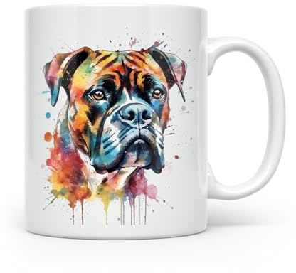 Anonymous Gifting Taza con impresión de perro en acuarela – hermosa taza impresa brillante – Boxer