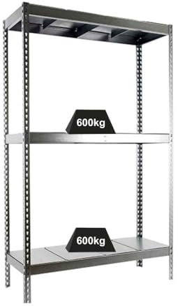 PROREGAL Schwerlastregal Metal Beast Three | HxBxT 200x150x90cm | Fachlast 600kg | Verzinkt | Regal Standregal Werkstattregal Lagerregal Kellerregal