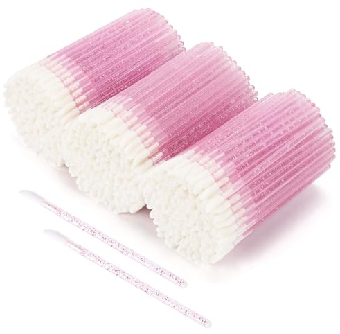 Tbestmax 500 Lip Applicators Disposable Lip Brushes Crystal Lipstick Lip Gloss Wands, Pink