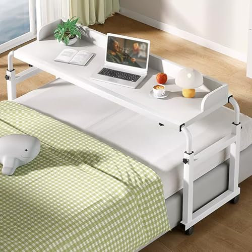 Rollbarer Laptoptisch mit 360°-Rädern und Leitschienen, mobiler Computertisch, Steharbeitsplatz für Heimbüro und Krankenhaus