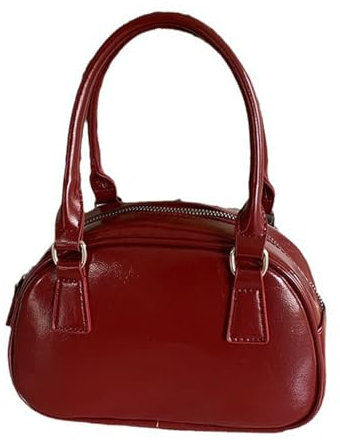 Zkydhbd Umhängetasche, Damen-Umhängetasche, PU-Leder, Handtaschen, koreanische Bowlingtasche, modische Umhängetasche, Einkaufstasche für den täglichen Gebrauch, rot, One size