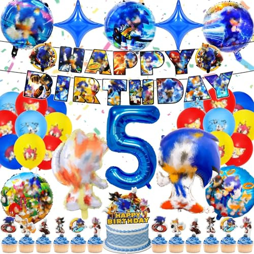 44 Stück Kindergeburtstag Deko, Geburtstags Luftballons Geburtstagsdeko Happy Birthday Girlande Birthday Decorations mit Helium Ballons Tortendeko Geburtstagsbanner für Kinder Geburtstags Party