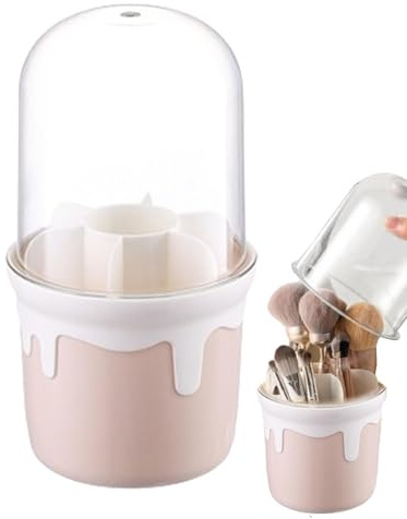 Organizzatore rotativo di pennelli da trucco, supporto per pennelli da trucco per vanità - Tubo di stoccaggio per pennelli da trucco con rotazione a 360 gradi, supporto per pennelli da trucco, b, Rosa