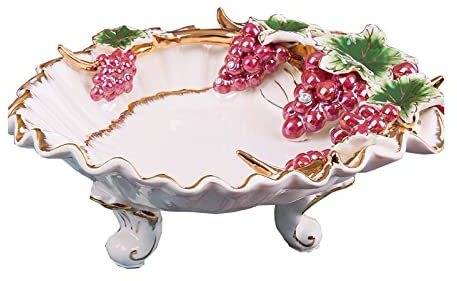 KHYTEBV Frutero Grande, Plato de Porcelana con Frutos Secos y Caramelos Estilo cancha, Bandeja de Almacenamiento de Frutos Rojos y compota para bocadillos con Bandeja de Pedestal