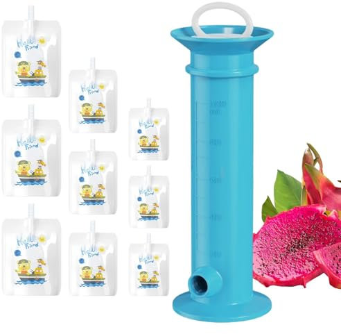 Gvblkq Fruit Squeeze Puree Filler, Squeezer with Reusable Pouches, Kids Fruit & Baby Food Pouch Maker, Food Dispenser, Leak-Proof, Pure Color Design, Convenient & Eco-Friendly