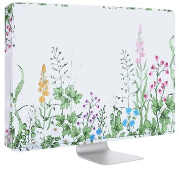 MOSISO Monitor Dust Cover 26,27,28,29 inch Anti-Static Dustproof LCD/LED/HD Panel Case Lush Weeds Computer Screen Protective Sleeve Compatible with iMac 27 inch, 26-29 inch PC, Desktop and TV, White