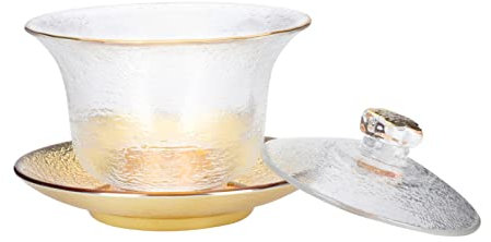 FUNNETOYU 1juego Taza De Té De Cristal Simple Tazón y Tapa Para Infusión De Té y Fácil De Manejar Para Casa
