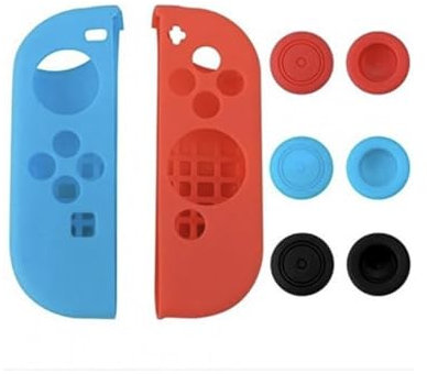 Crazy Diy – 8-i-1 silikonskyddande skal mjukt skal fodral med tumspakar grepp lock för Nintendo Switch kontroll skal