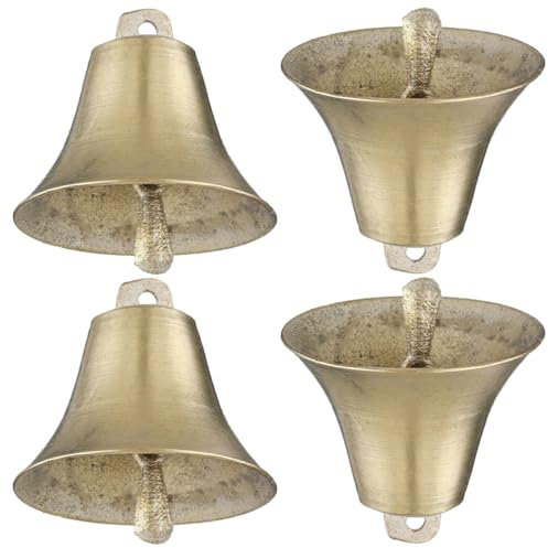 Hemobllo Campanelle per Bestiame in Rame 4 Pezzi Campanacci Vintage per Pecore e Mucche Leggeri Design Unico per Pascolo e Decorazione Casa